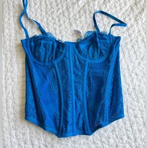 Out From Under Lace Corset Top – Bright Blue – Size S/P (NEVER WORN)